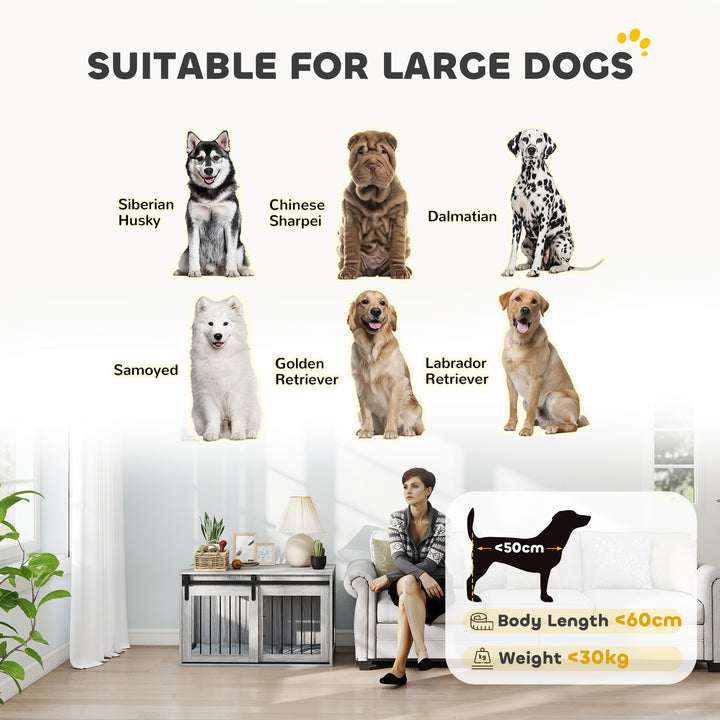 98cm Dog Crate Furniture with Removable Cushion for Large Dogs - Grey