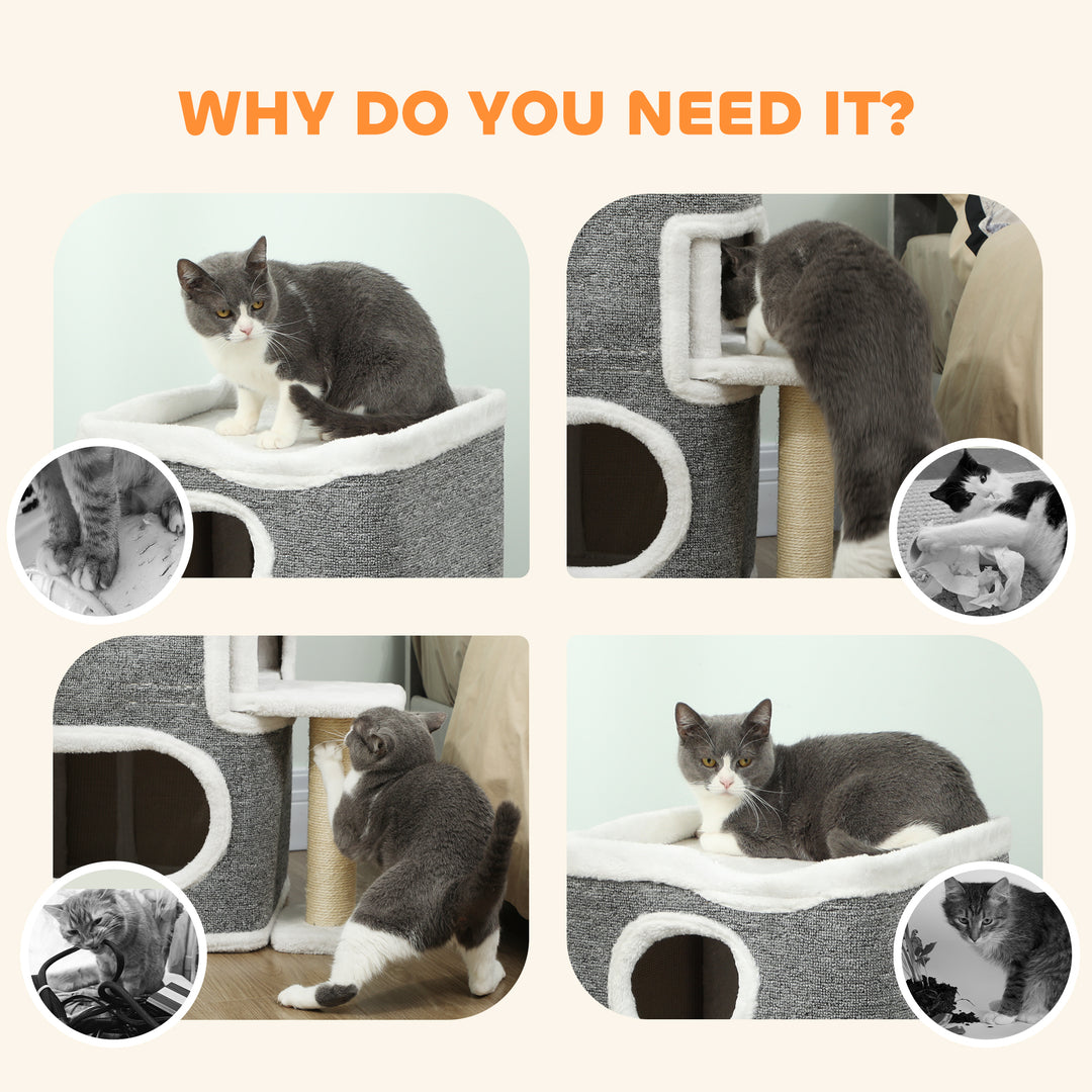 MCL 75 cm Cat Tree, Cat Tower Condo for Indoor Cats with Scratching Post, Jumping Platform, Grey