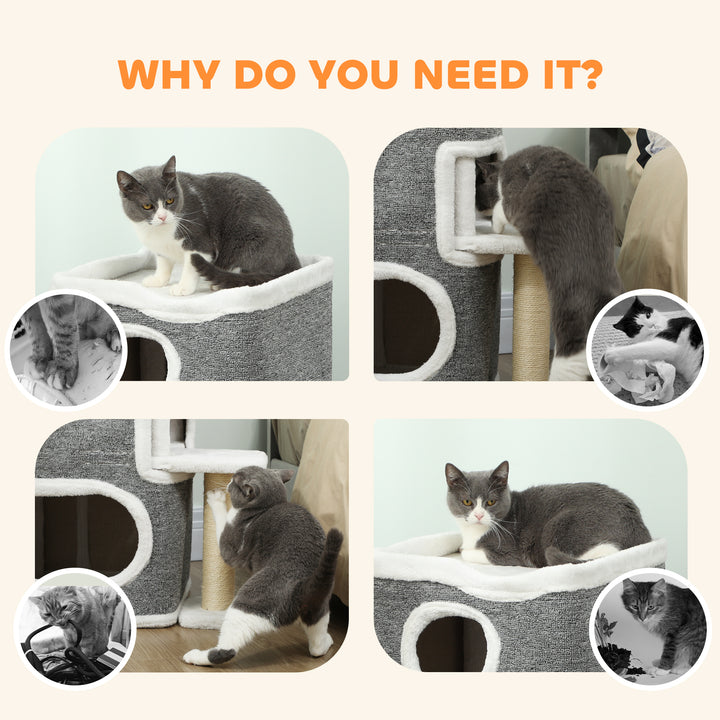 MCL 75 cm Cat Tree, Cat Tower Condo for Indoor Cats with Scratching Post, Jumping Platform, Grey