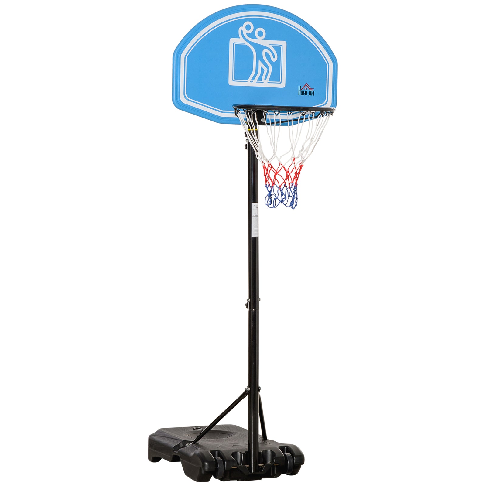 Adjustable Basketball Hoop and Stand, with Wheels and Weight Base, Blue