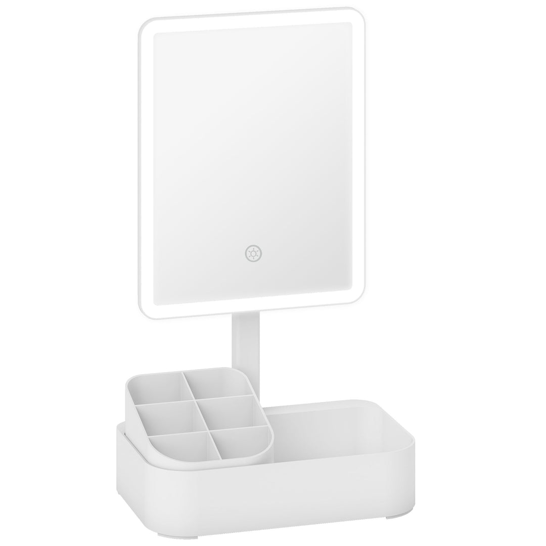 Makeup Mirror with Lights, Rechargeable Vanity Mirror w/ Touch Screen, 2 Lighting Modes and 180° Rotation