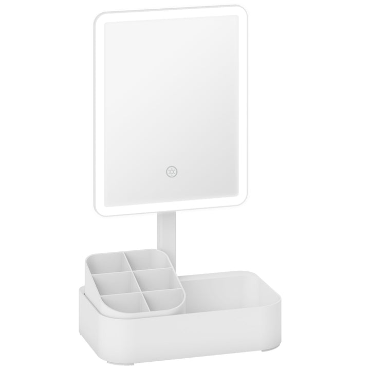 Makeup Mirror with Lights, Rechargeable Vanity Mirror w/ Touch Screen, 2 Lighting Modes and 180° Rotation