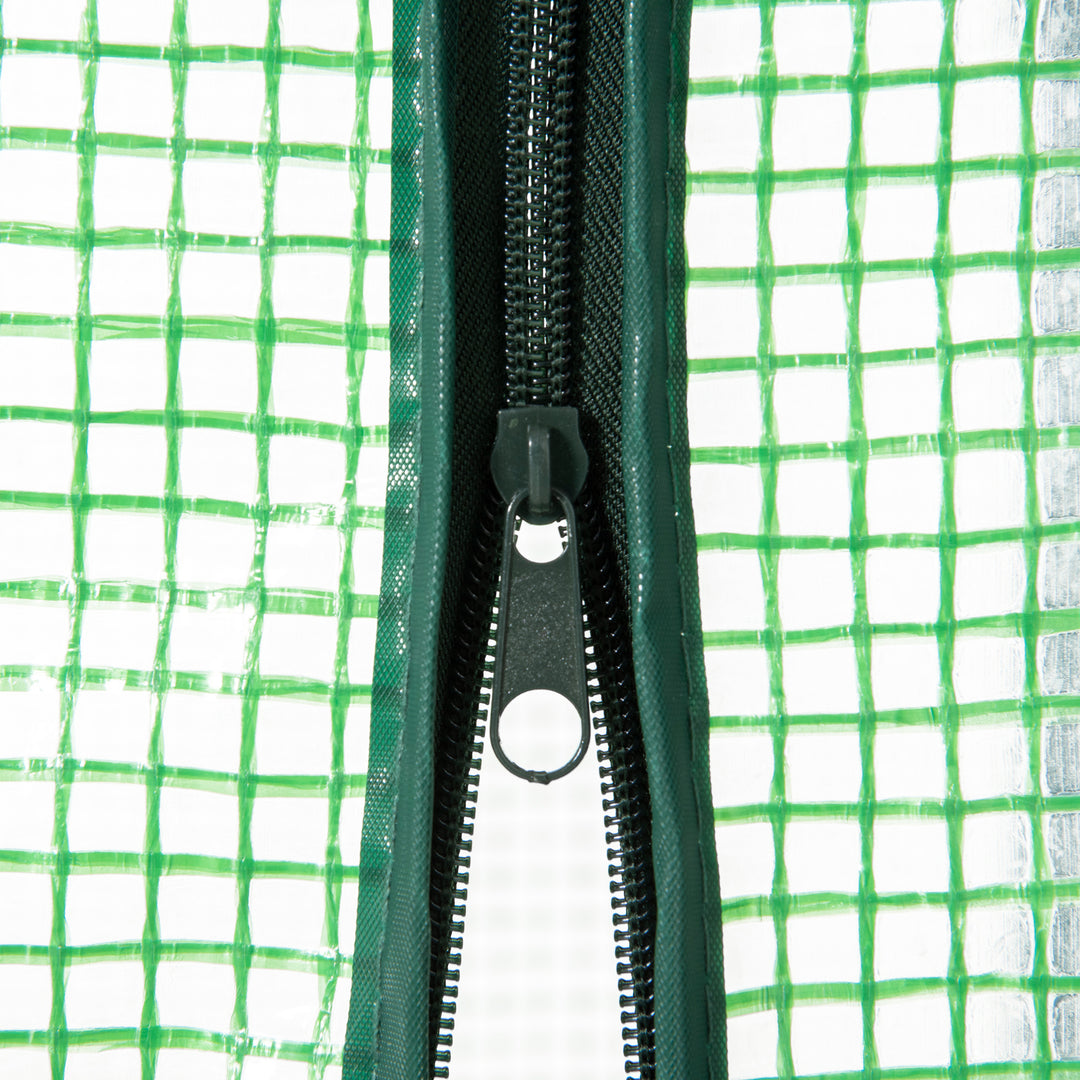 MCL 4 Tier Mini Greenhouse for Outdoor, Portable Gardening Plant Green House with Storage Shelf, Roll-Up Zipped Door, Metal Frame and PE Cover, 80 x 49 x 160cm, Green