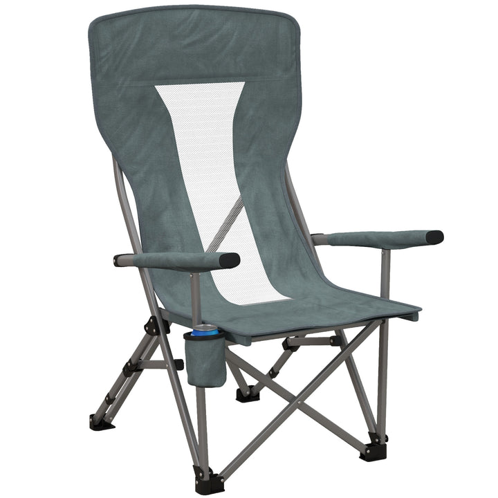 Outsunny Folding Camp Chair Portable Chair w/ Cup Holder Holds up to 136kg Perfect for Camping, Festivals, Garden, Caravan Trips, Beach | Aosom UK