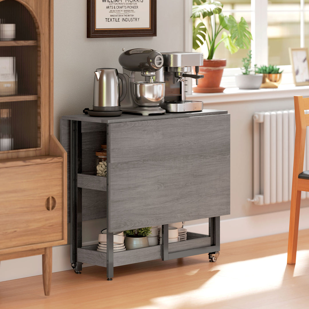 Four-Person Drop Leaf Table - Grey Wood-Effect