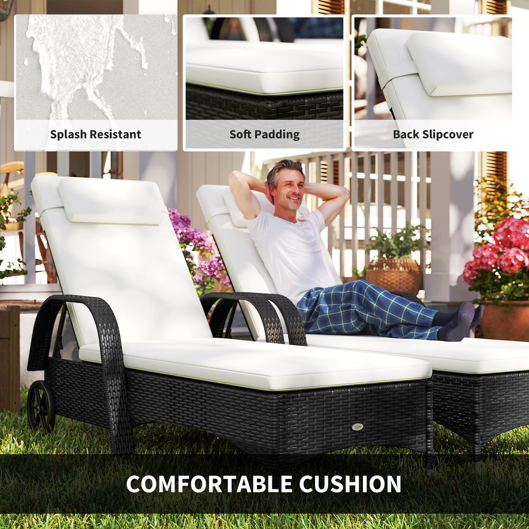MCL 2 Seater Rattan Sun Lounger Set with Side Table Black