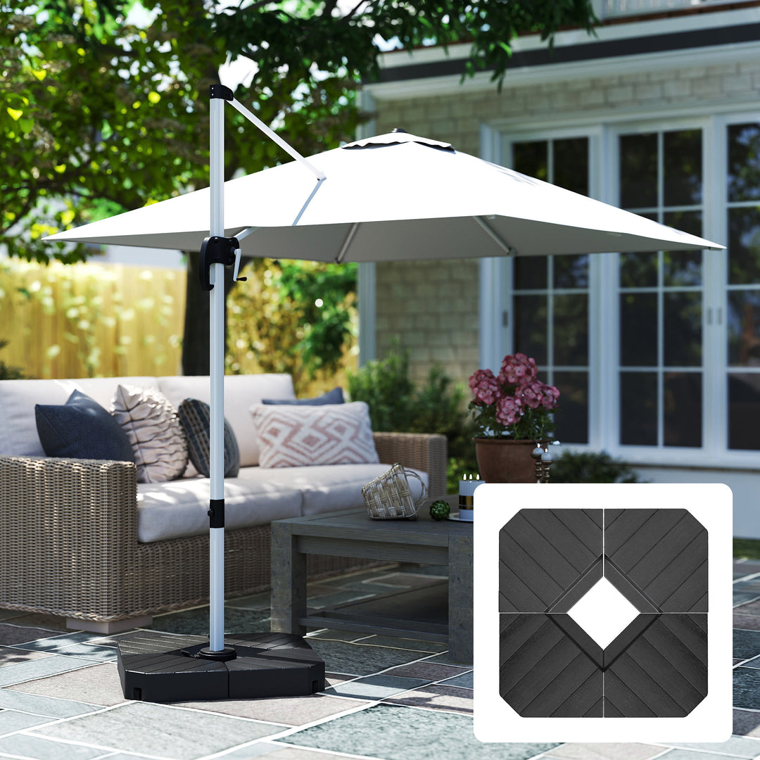 Umbrella Weights for Cantilever Parasols, Set of 4 Heavy Duty Parasol Base Stand Weights, 80kg Sand or 60kg Water Filled, Black
