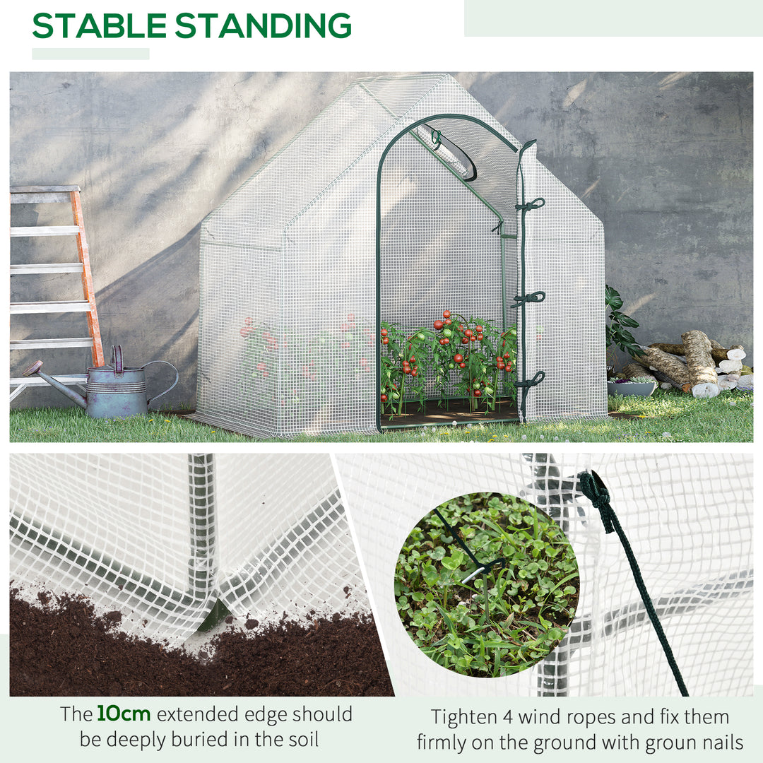 Walk-In Greenhouse with Window Roll-Up Door, Portable Garden Grow House with Steel Frame for Vegetable Plant Herb, 180 x 100 x 168cm, White
