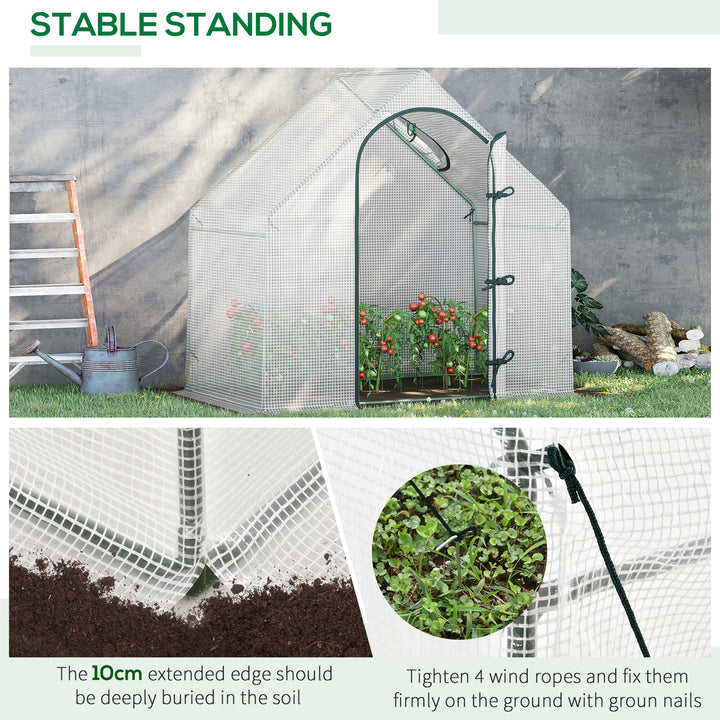 Walk-In Greenhouse with Window Roll-Up Door, Portable Garden Grow House with Steel Frame for Vegetable Plant Herb, 180 x 100 x 168cm, White