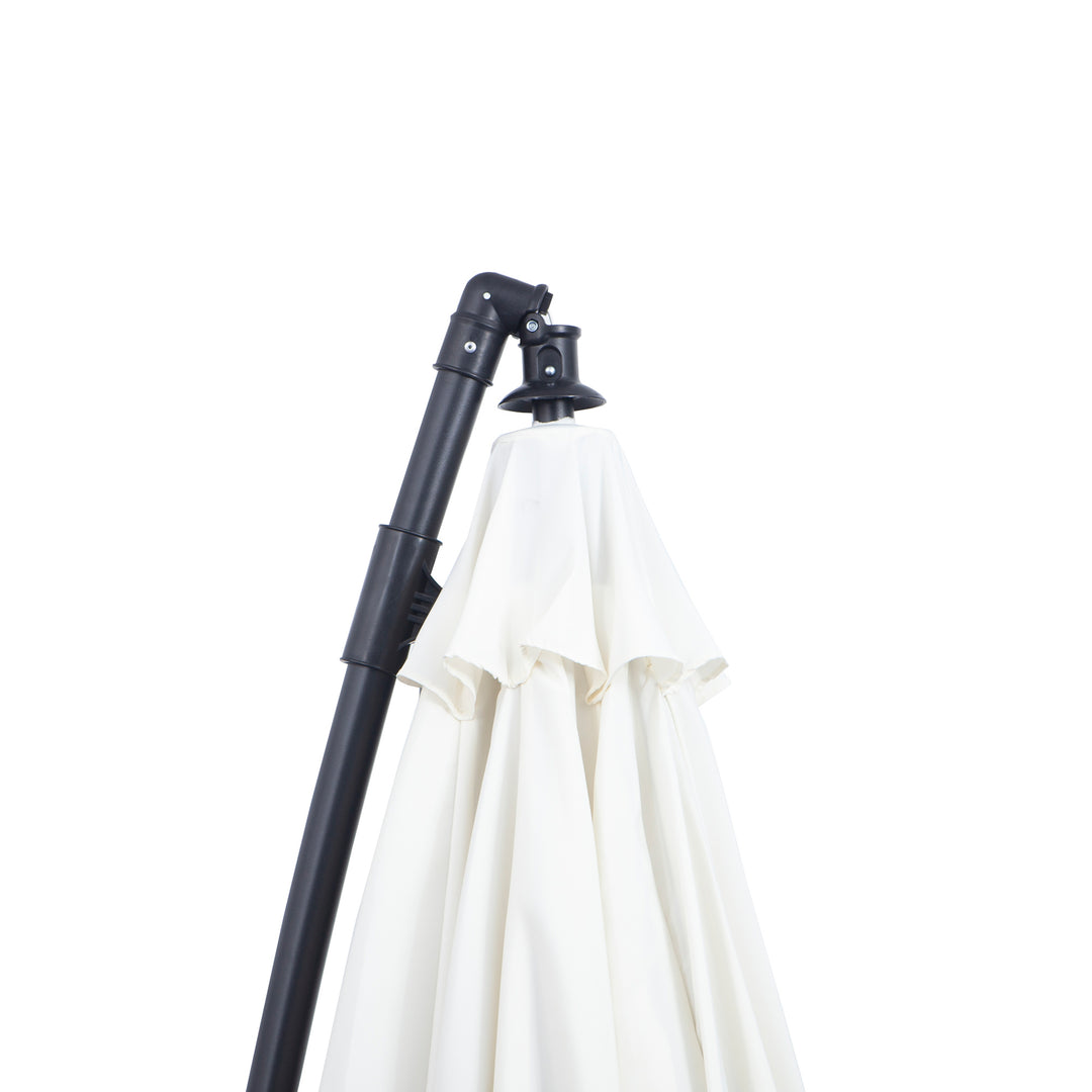Outsunny 3(m) Cantilever Umbrella 18 Ribs & Vents Adjustable Angle for Patio Cream White