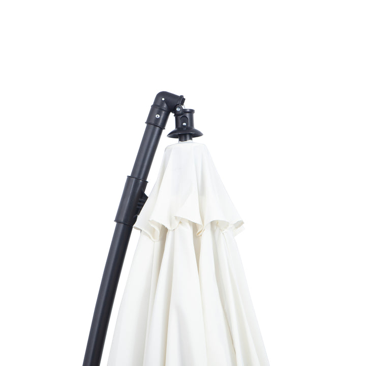 Outsunny 3(m) Cantilever Umbrella 18 Ribs & Vents Adjustable Angle for Patio Cream White