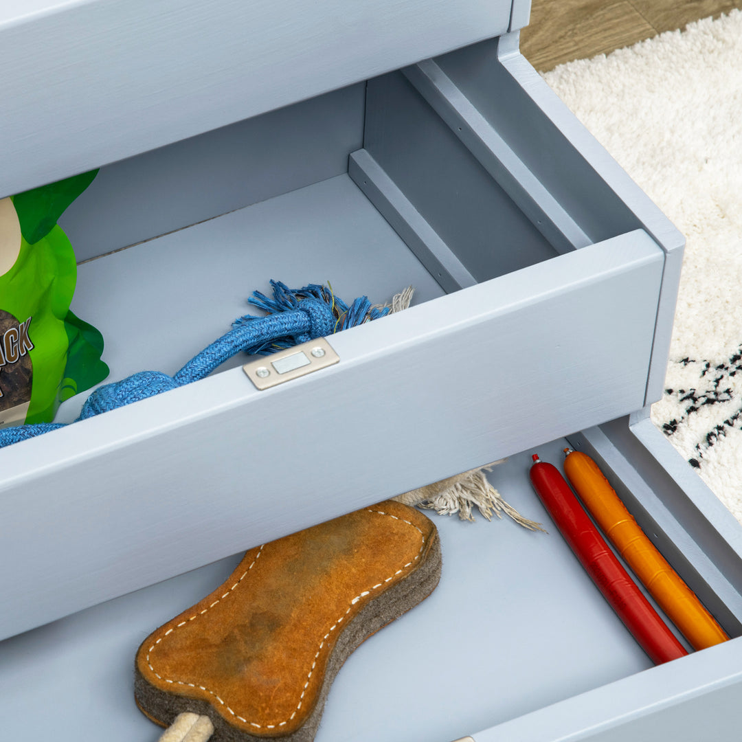 MCL 3 Step Wooden Dog Steps Pet Stairs for Dogs, Cat Ladder for Bed Couch with Storage Grey