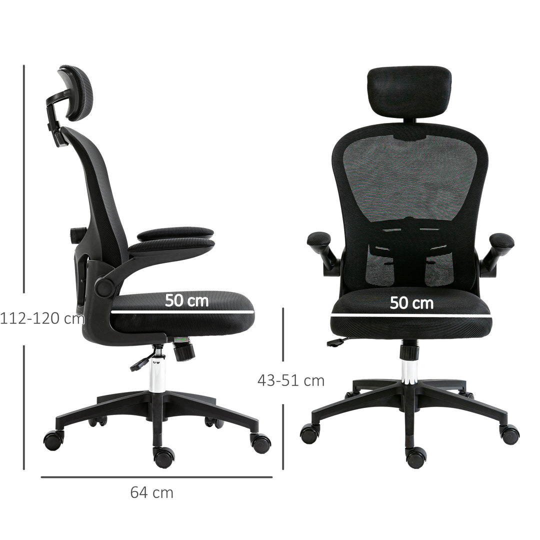Multi-Adjustable Office Chair, with Lumbar Support, Headrest and Mesh Back - Black