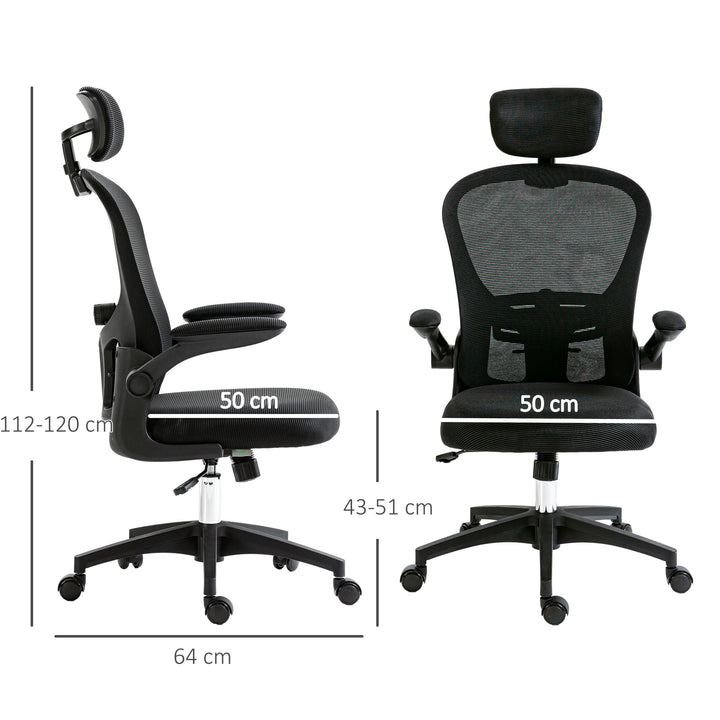 Multi-Adjustable Office Chair, with Lumbar Support, Headrest and Mesh Back - Black