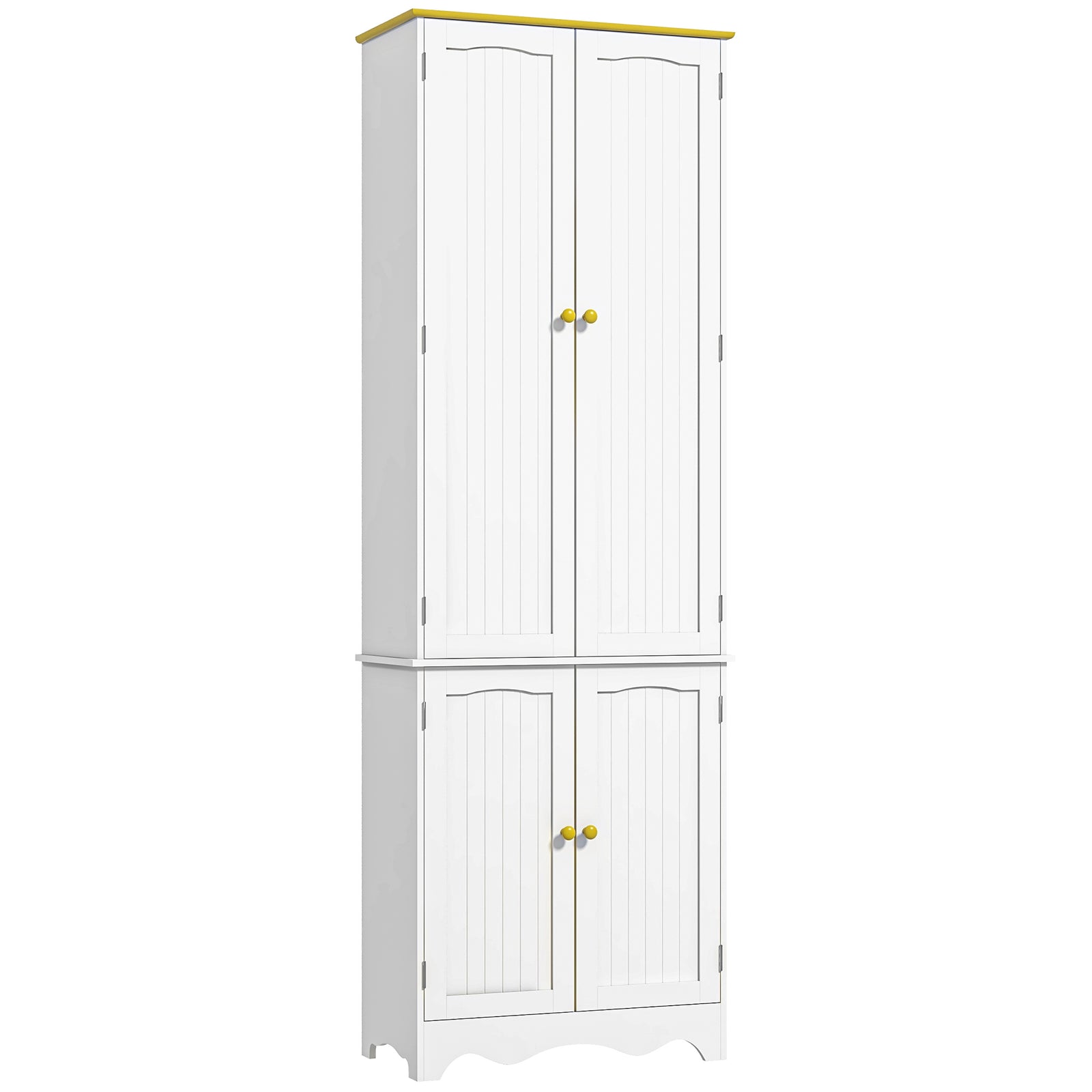 Freestanding 4-Door Kitchen Cupboard, Storage Cabinet Organizer with 4 Shelves, White