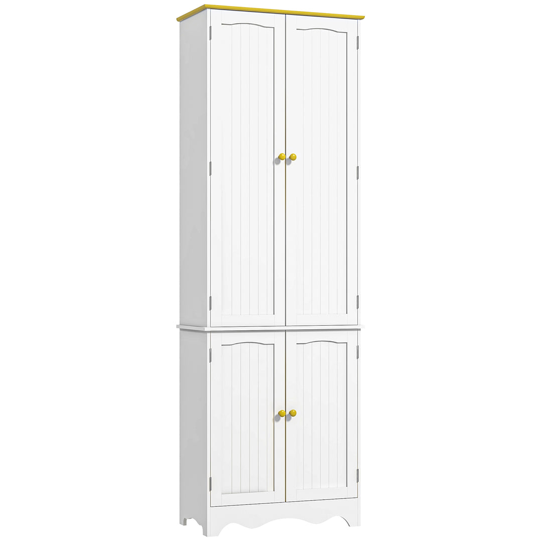 MCL Freestanding 4-Door Kitchen Cupboard, Storage Cabinet Organizer with 4 Shelves, White