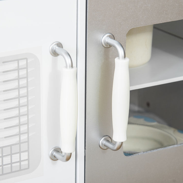 MCL Kids Wooden Play Kitchen Toy Cooking Set Pretend Role Playset, with, Cooking Bench, Stainless Steel Pot for 3-6 Years