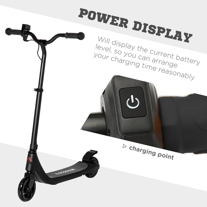 Electric Scooter, 120W Motor E-Scooter, Adjustable Height, Rear Brake for Ages 6+ Years - Black