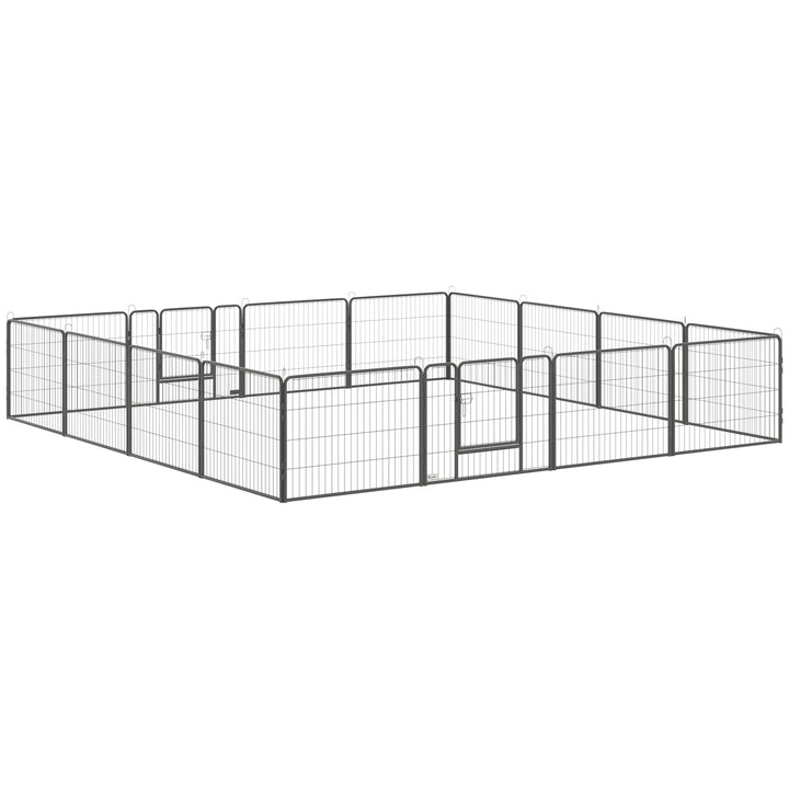 MCL 16 Panels Heavy Duty Puppy Playpen, for Small Dogs, Indoor and Outdoor Use - Grey