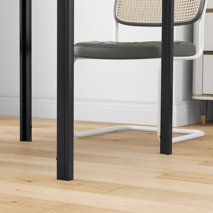 Modern Square Dining Table for 2-4 People, with Glass Top &amp; Metal Legs
