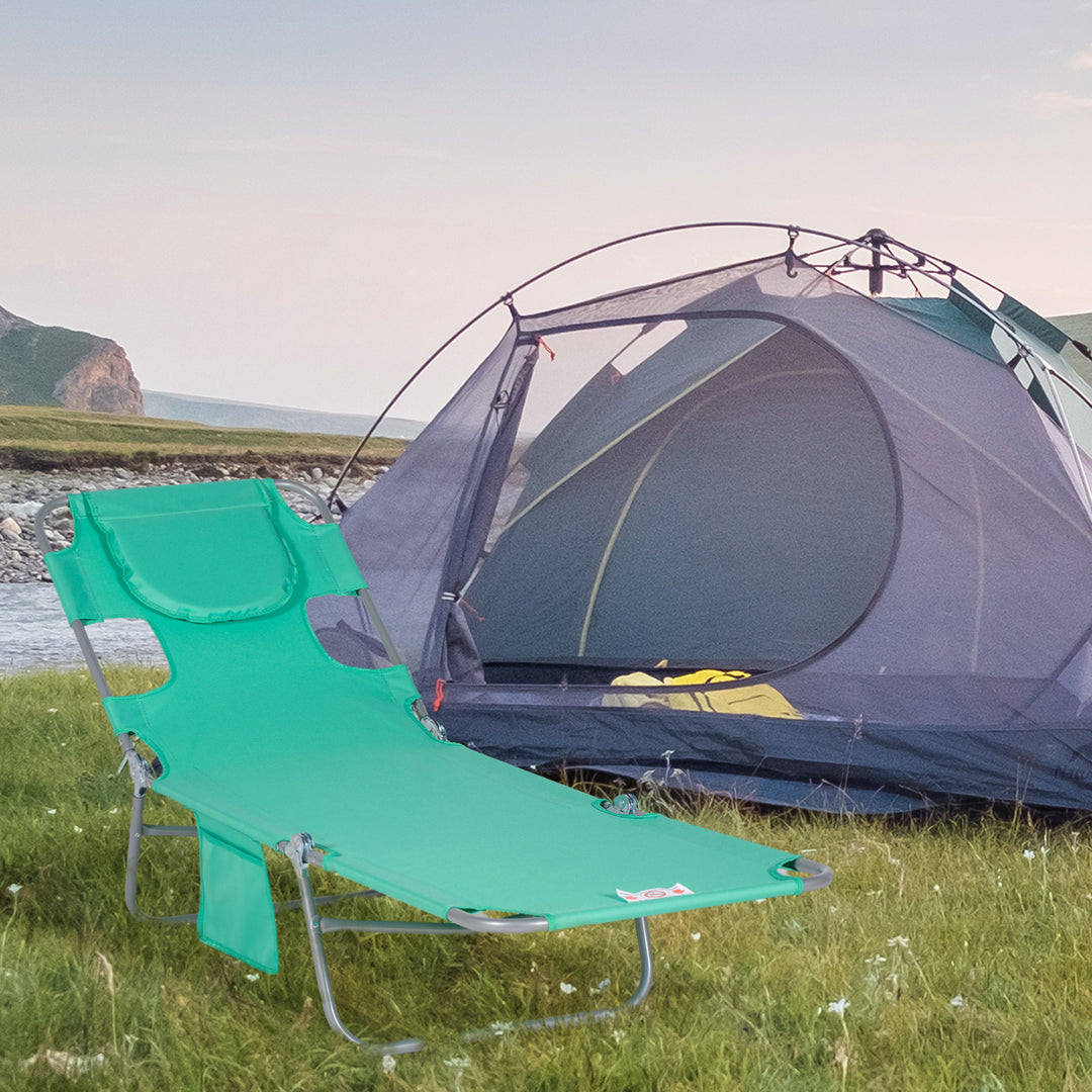 MCL Foldable Sun Lounger with Reading Hole - Green