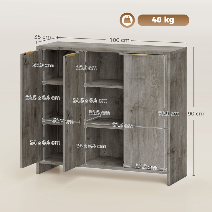 Sideboard Cabinet, Modern Storage Cabinet with 3 Doors and Adjustable 