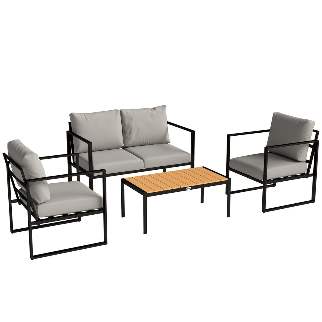 Outdoor Garden Furniture Set, 4 Piece Patio Furniture with Slatted Tab