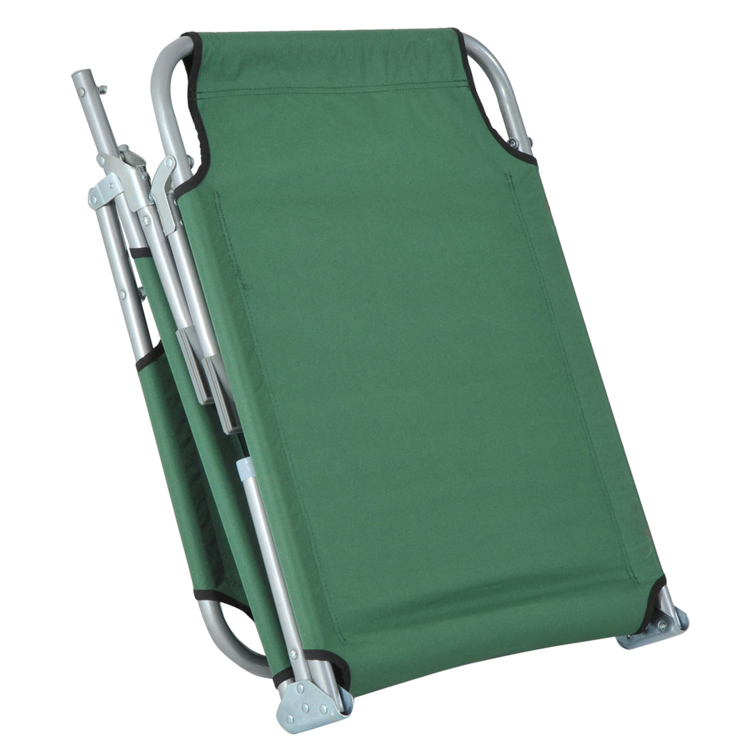 Reclining Sun Lounger Chair Folding Camping Bed with 4-Position Adjustable Backrest, for Travel Indoor Outdoor Office Fishing, Green