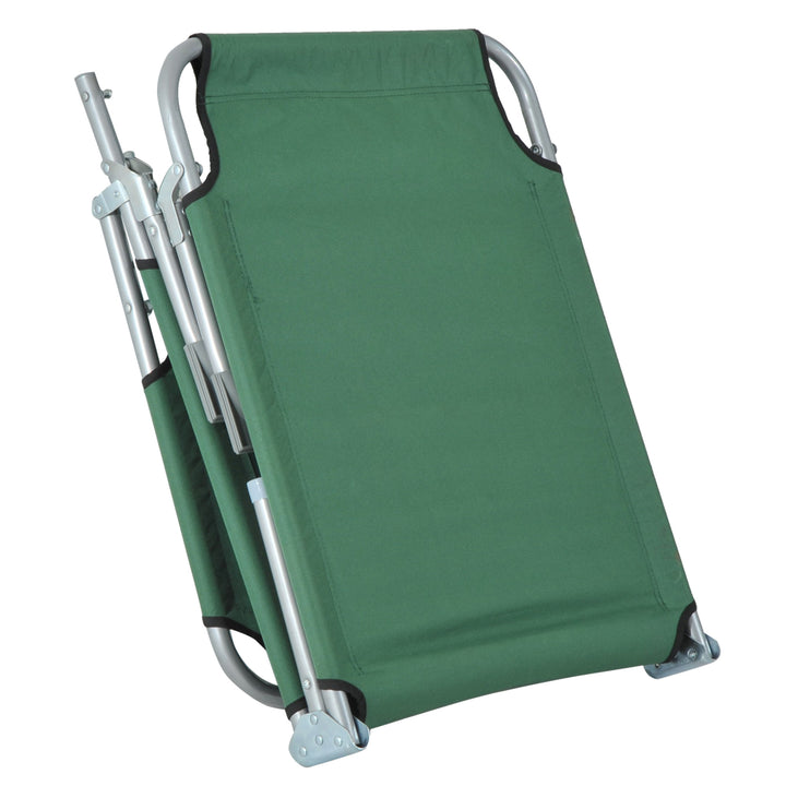 Reclining Sun Lounger Chair Folding Camping Bed with 4-Position Adjustable Backrest, for Travel Indoor Outdoor Office Fishing, Green