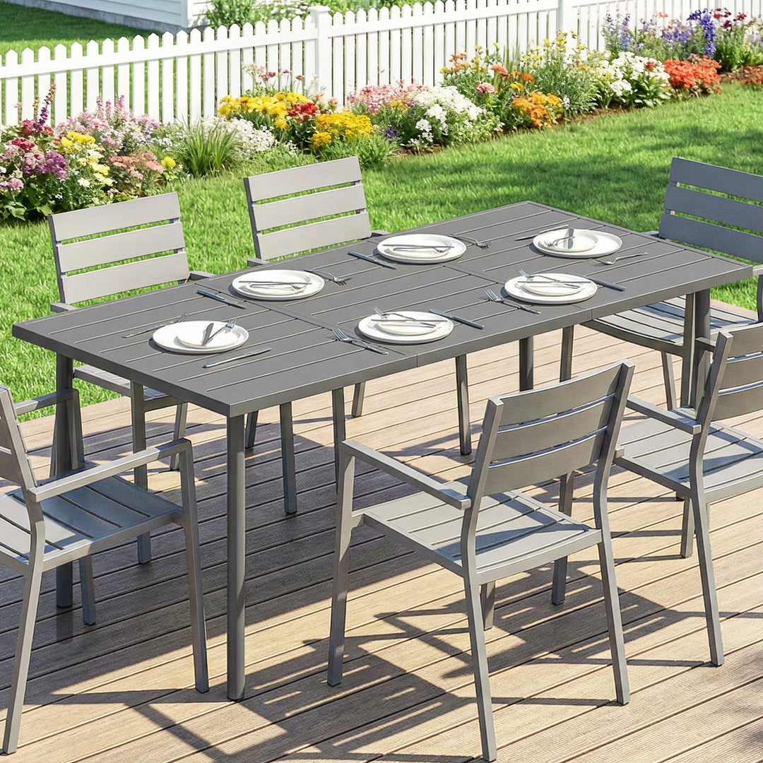 Garden Dining Table for 6 Person, 165 x 80 cm Rectangular Outdoor Dini