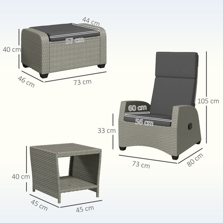 5-Piece Rattan Garden Furniture Set with Cushions - Charcoal Grey