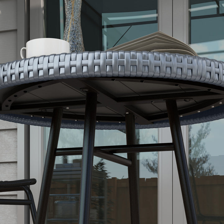 Rattan Border Outdoor Side Table - Grey