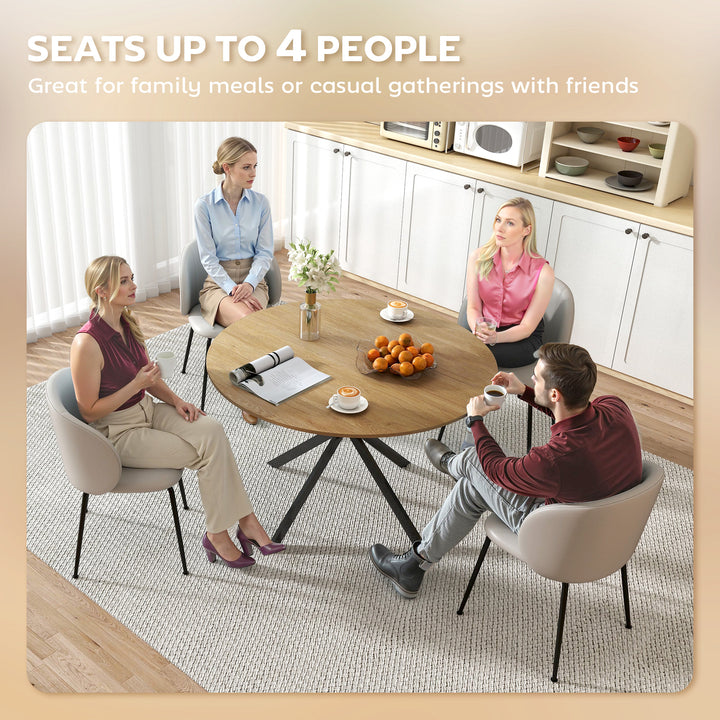 Dining Table for 4, 120 cm Industrial Kitchen Table with Wood Effect Tabletop and Steel Legs