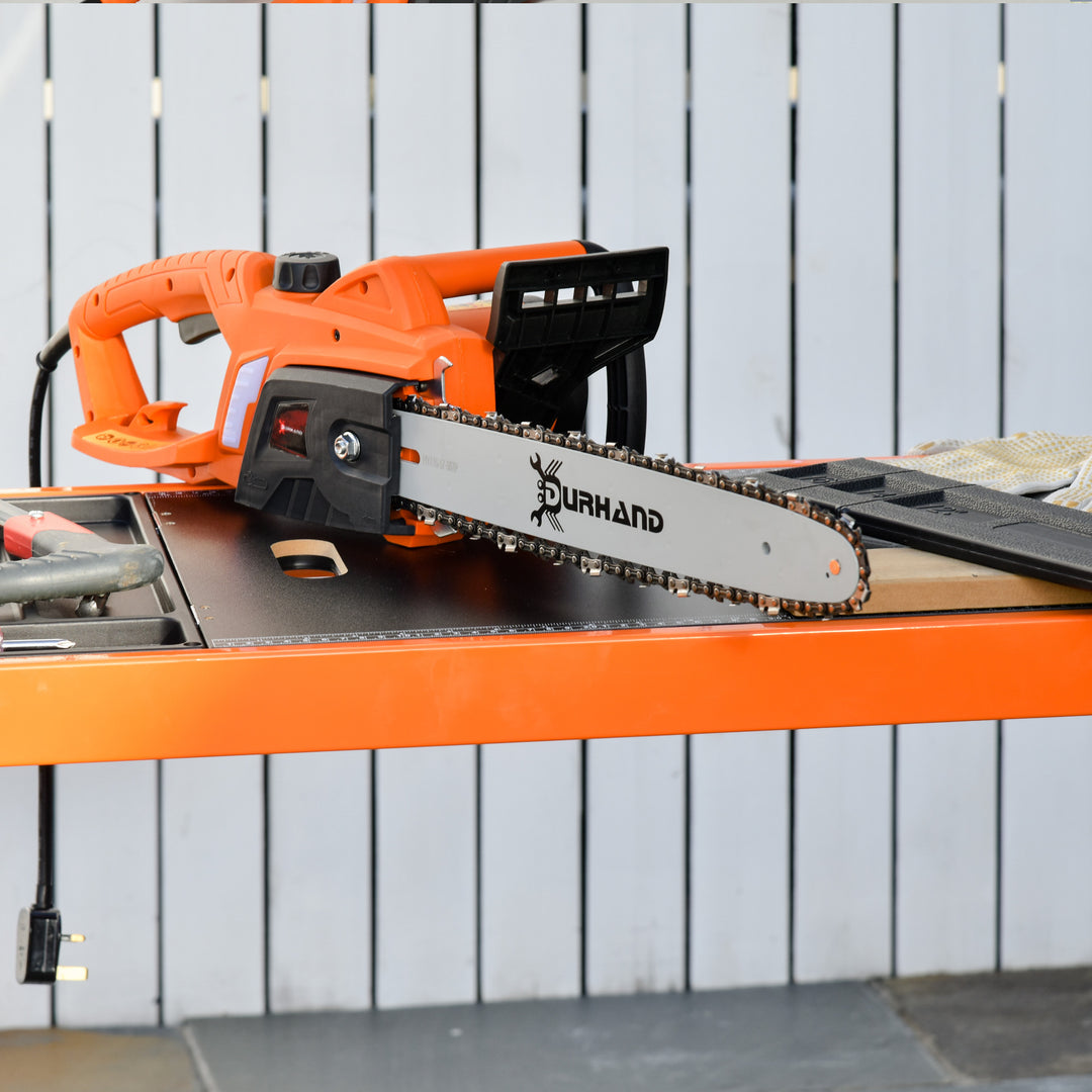 Aluminium Chainsaw with Double Brake Protection and Blade Cover, 2000 W, 40 cm, for Wood, Trees and Branches, Orange