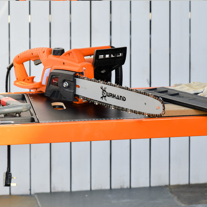 Aluminium Chainsaw with Double Brake Protection and Blade Cover, 2000 W, 40 cm, for Wood, Trees and Branches, Orange