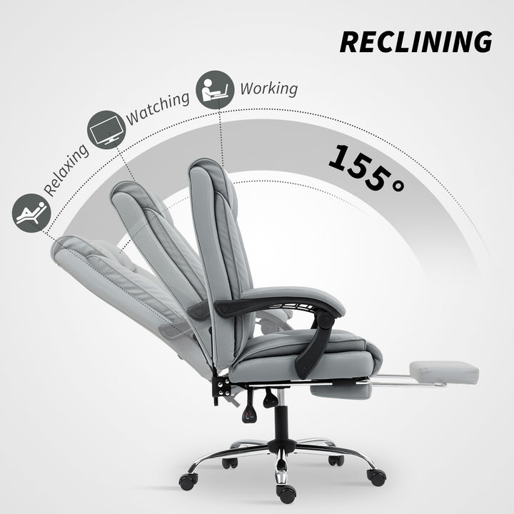 155° Reclining Faux Leather Swivel Office Chair
