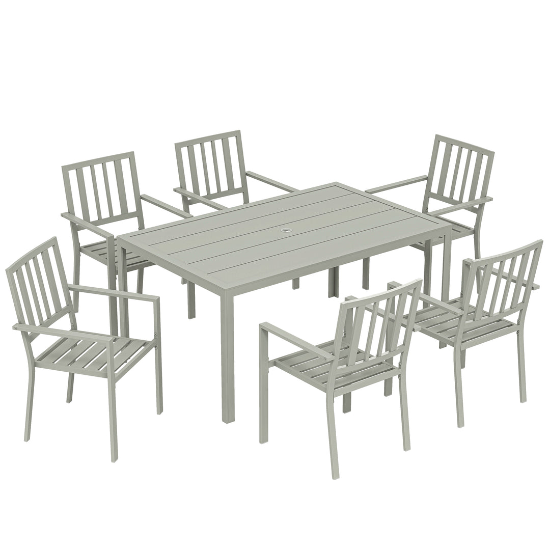Garden Table and Chairs for 6, 7 Pieces Garden Furniture Set with Tabl