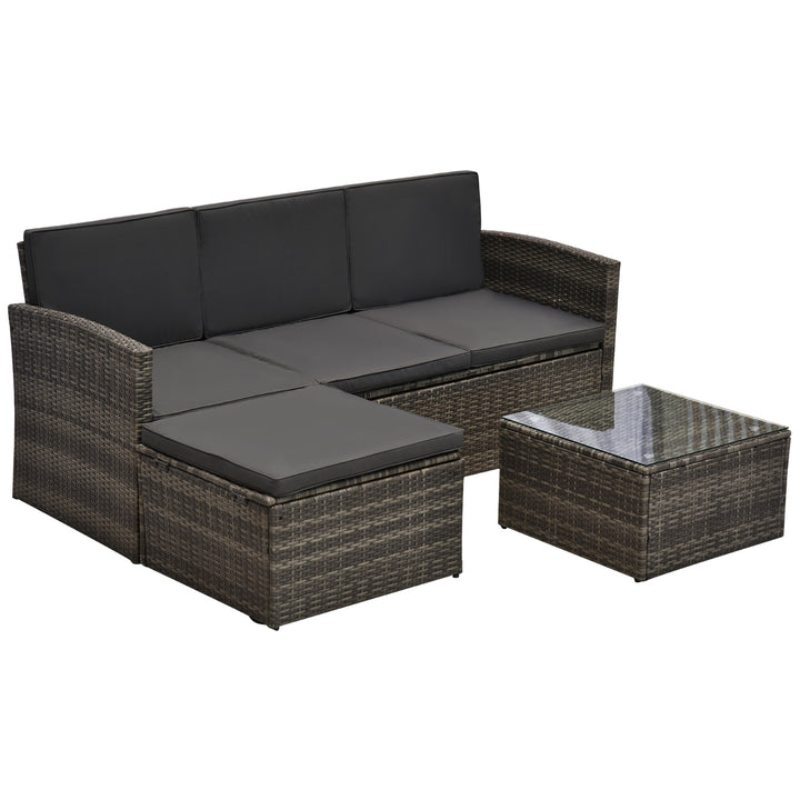 Outsunny 4-Seater Outdoor Garden Rattan Furniture Set w/ Table Grey | Aosom UK