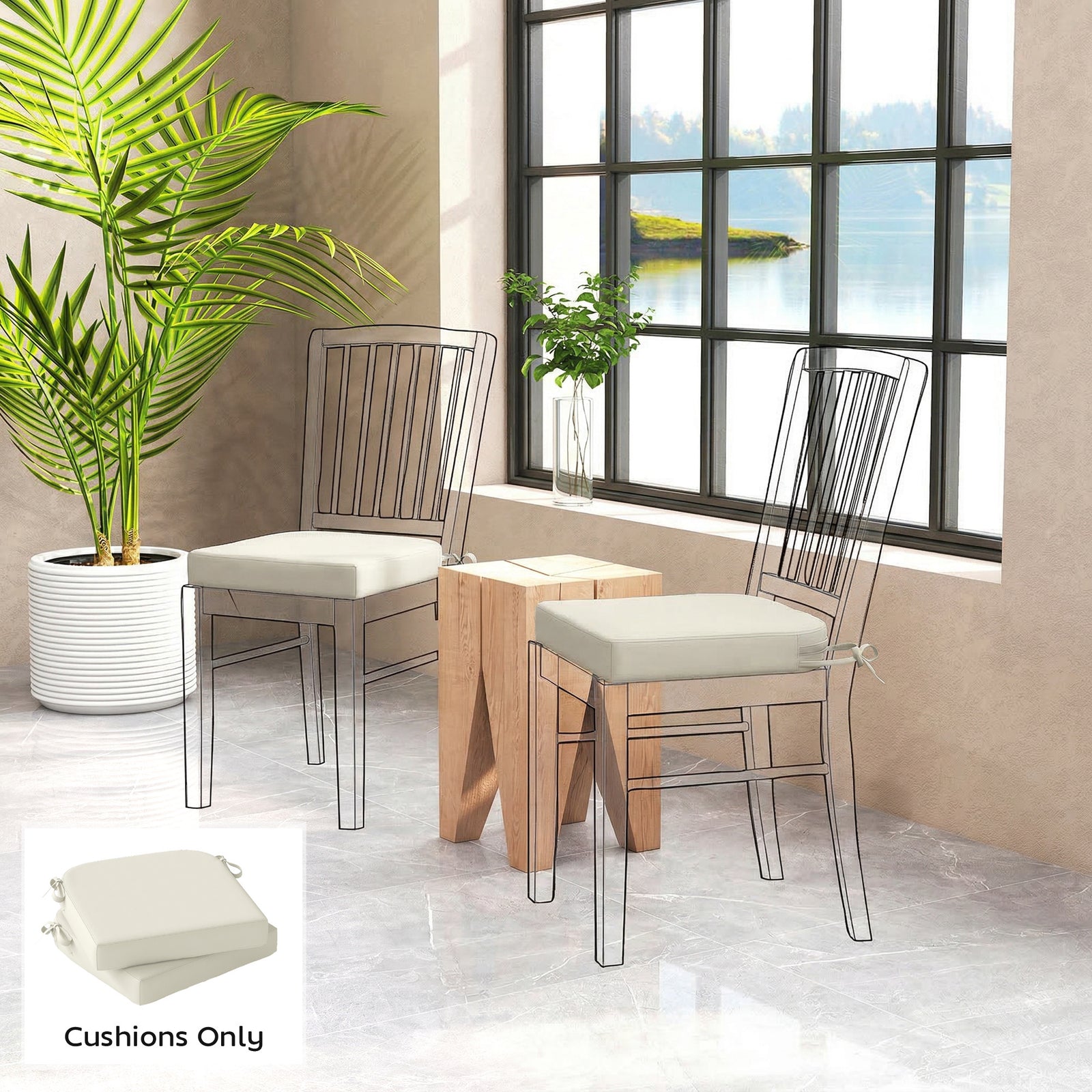 Outdoor Chair Seat Cushions Set of 2, Garden Chair Cushions with 7cm T