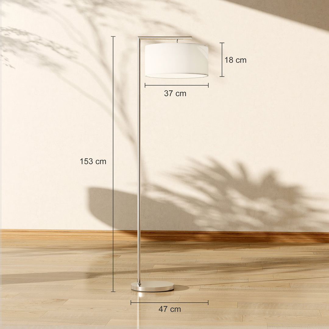 Floor Lamp, Modern Standing Lamp with Linen Lampshade, Round Base for 