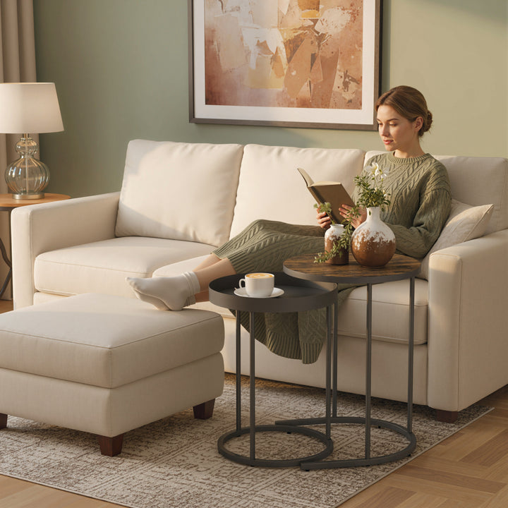 MCL Round Nesting Side Table Set of 2 - Rustic Brown