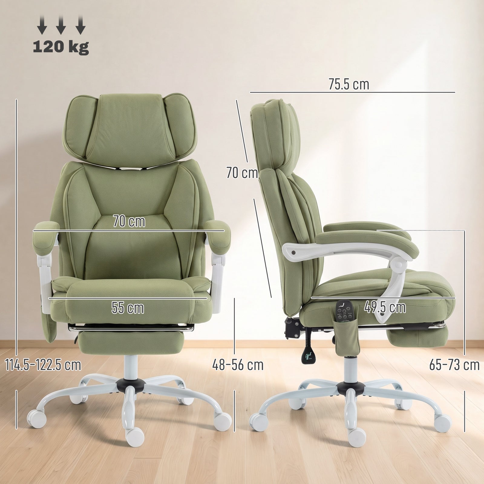 High Back Vibration Massage Office Chair Heated Reclining Computer Cha
