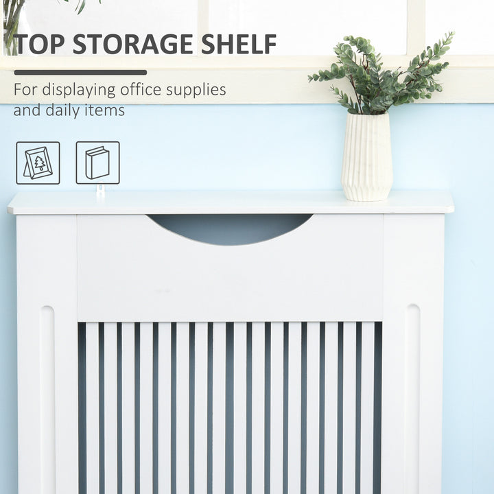 MCL Painted MDF Radiator Cover Heater Cabinet Modern Slatted Home Furniture Living Room Bedroom Worktop White 82H x 78W x 19D