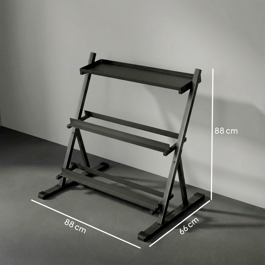 3-Tier Adjustable Dumbbell Rack, Heavy-Duty Weight Rack for Dumbbells,