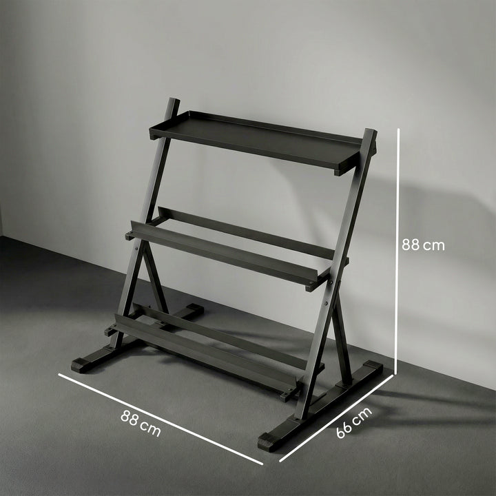 3-Tier Adjustable Dumbbell Rack, Heavy-Duty Weight Rack for Dumbbells,