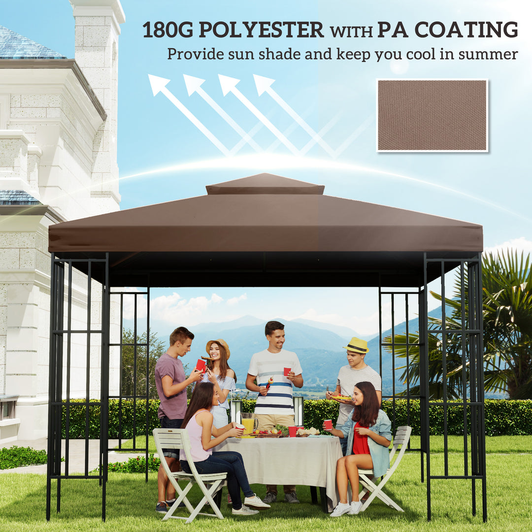3x3 m Double-Tier Canopy Top Replacement-Coffee