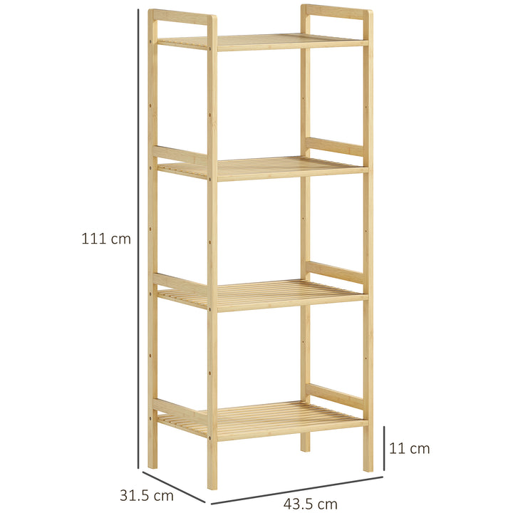 Four-Tier Bamboo Adjustable Shelf Storage Unit