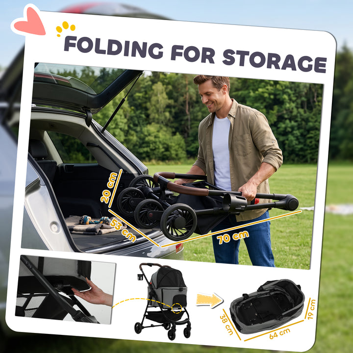 Dog Stroller, 3 in 1 Foldable Pet Stroller for Small Puppy Cat with De