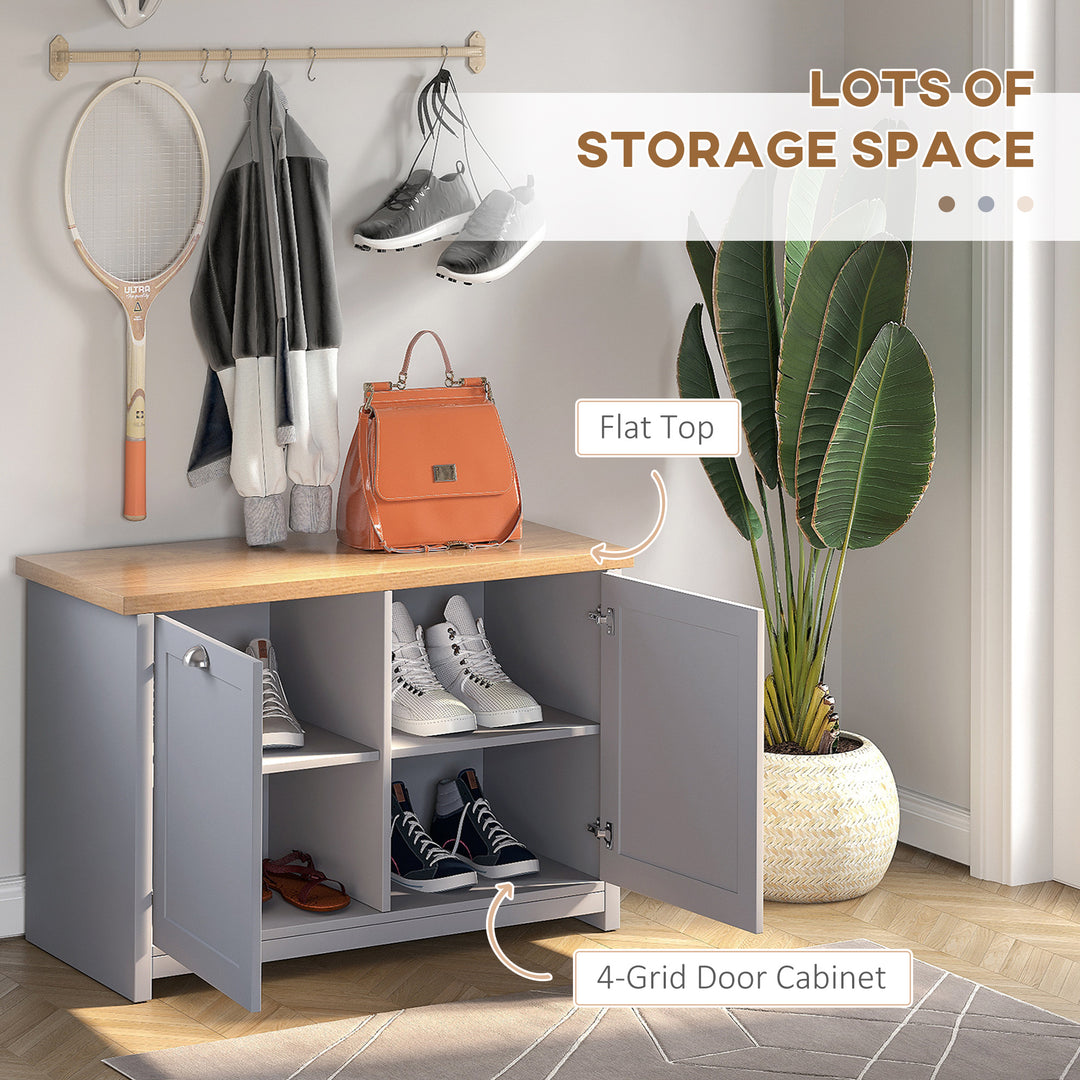 Shoe Cabinet, Modern Shoe Bench with 2 Doors for Hallway, Entryway, Grey