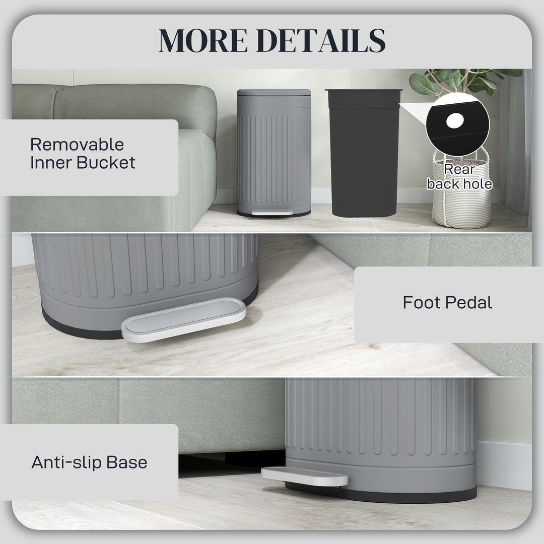 30L Metal Kitchen Bin, with Soft-Close Lid - Grey